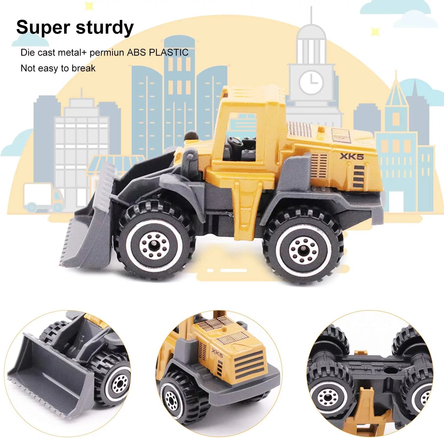 5Pcs Construction Toys for 3 4 5 Years Boys, Excavator Toy Cars Truck Toys for Toddlers