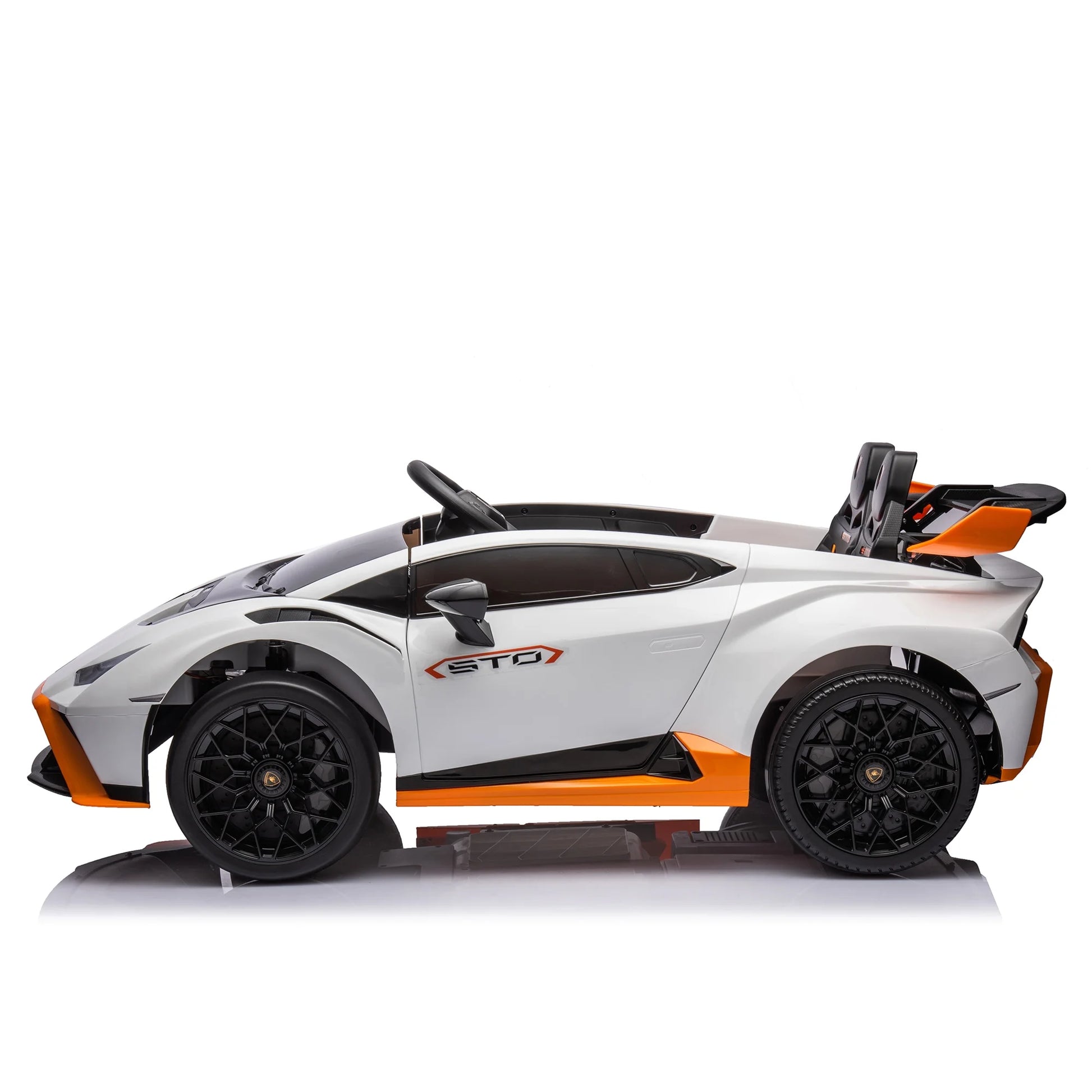 Lamborghini 24 V Ride on Sports Car with Remote Control, Licensed Lamborghini STO Battery Powered Ride on Toy Cars W/Dynamic Music/360° Spin/Drift/Bluetooth/Led Light, Electric Car for Kids 3-8, White