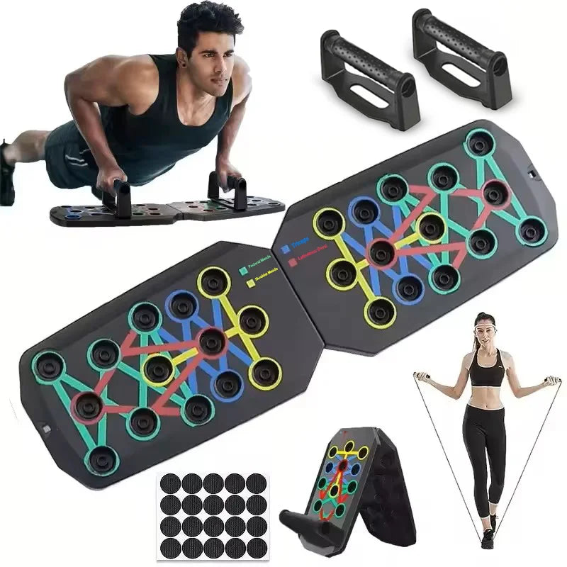 Portable Multifunctional Push-Up Board Set with Handles Foldable Fitness Equipment for Chest Abdomen Arms and Back Training