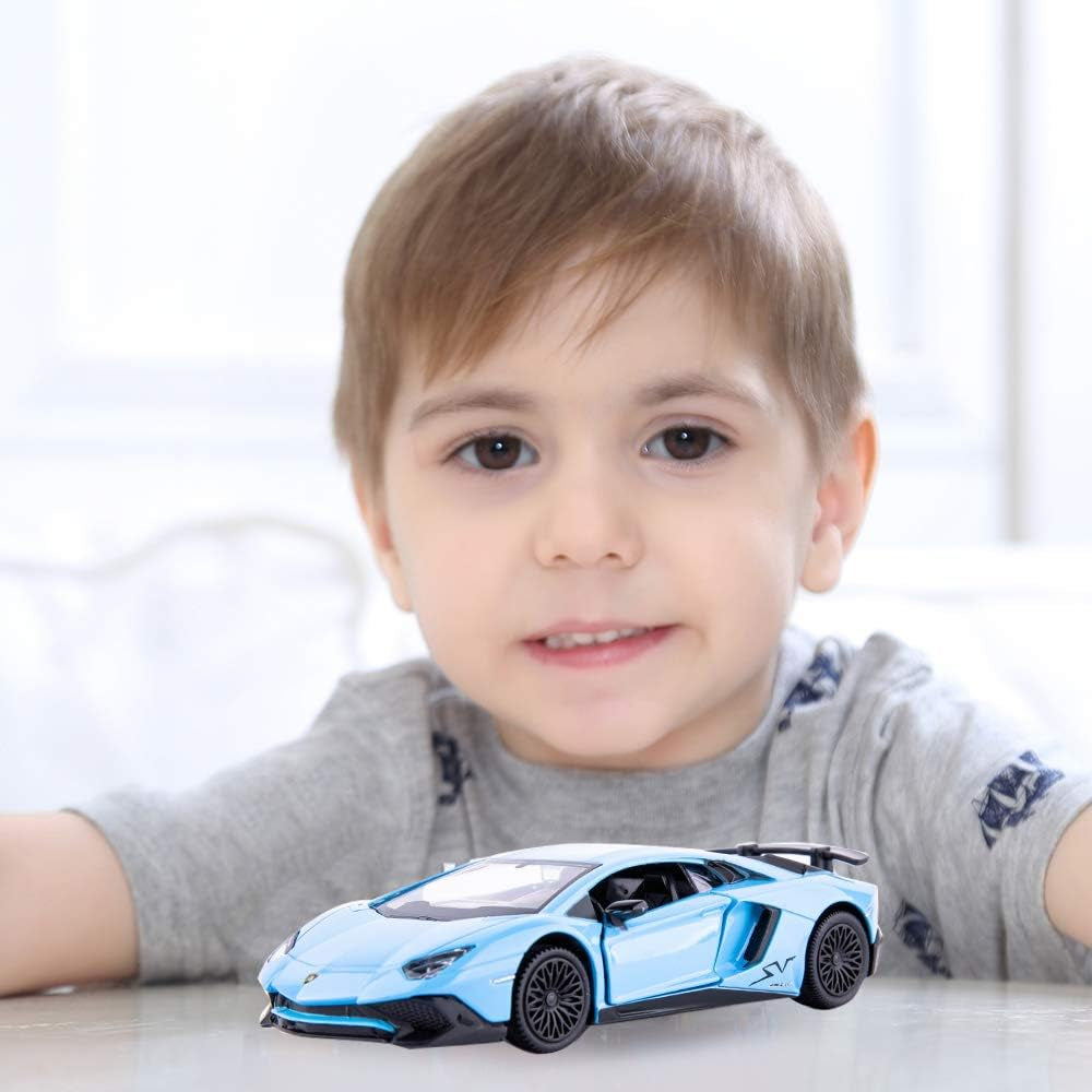 1/36 Scale Aventador LP700-4 Casting Car Model, Zinc Alloy Toy Car for Kids, Pull Back Vehicles Toy Car for Toddlers Kids Boys Girls Gift (Blue)