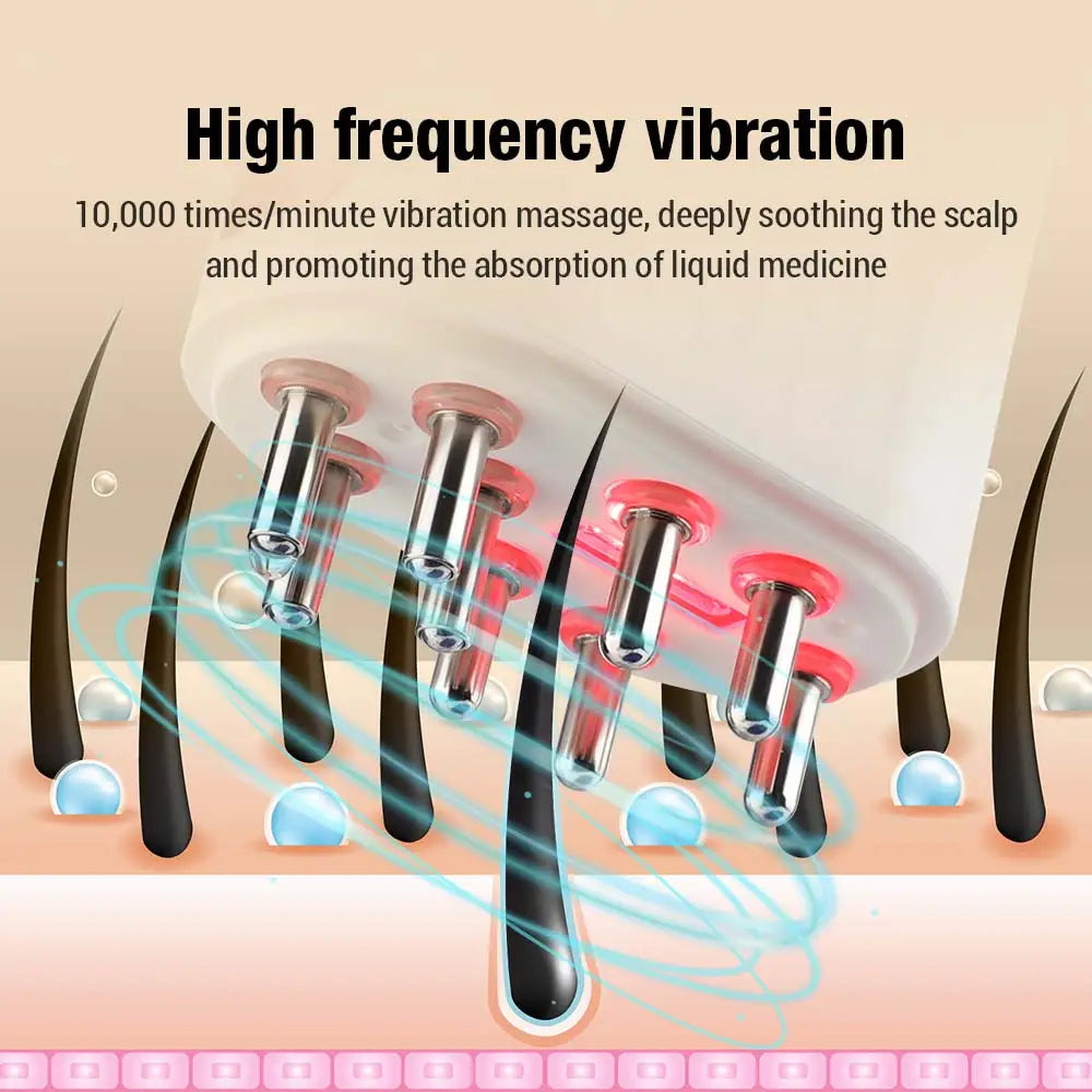 Electric Head Scalp Massager 625Nm LED Light Therapy Vibration Massage Comb Medicine Liquid Oil Applicator Hair Growth Comb