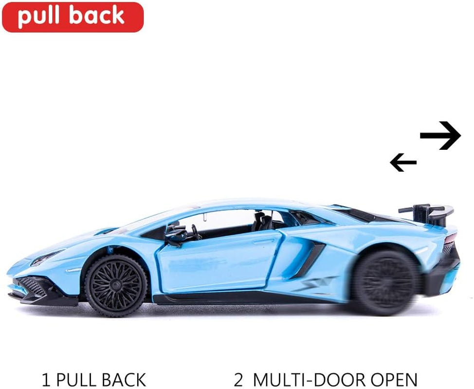 1/36 Scale Aventador LP700-4 Casting Car Model, Zinc Alloy Toy Car for Kids, Pull Back Vehicles Toy Car for Toddlers Kids Boys Girls Gift (Blue)