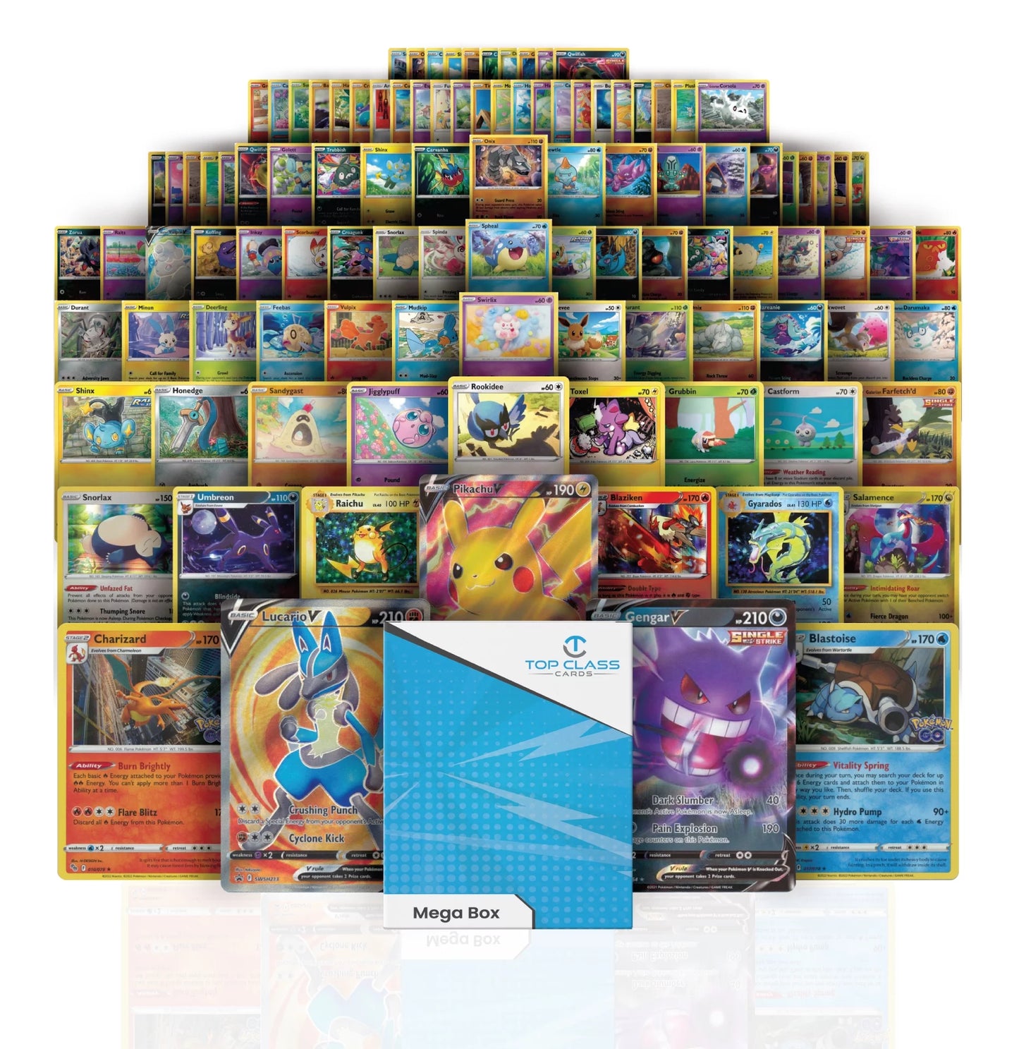 Mega Box | 100 Cards | 3 Guaranteed Ultra Rares | 7 Holo Cards | Compatible with Pokemon Cards