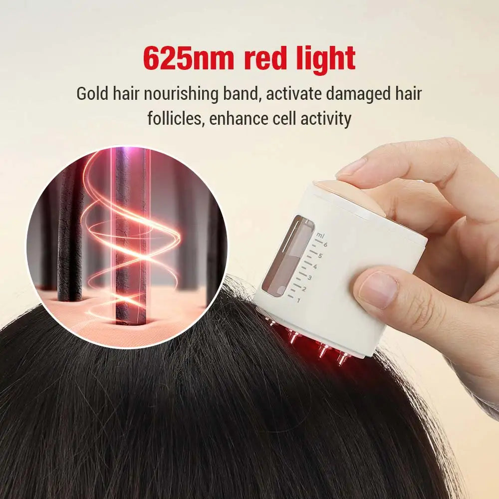 Electric Head Scalp Massager 625Nm LED Light Therapy Vibration Massage Comb Medicine Liquid Oil Applicator Hair Growth Comb