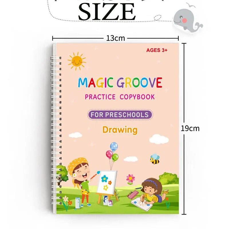 4 Magic Copybooks Children'S Toy Writing Reusable Free Wiping English Maths Drawing Children'S Toy Writing Practice Copy Book