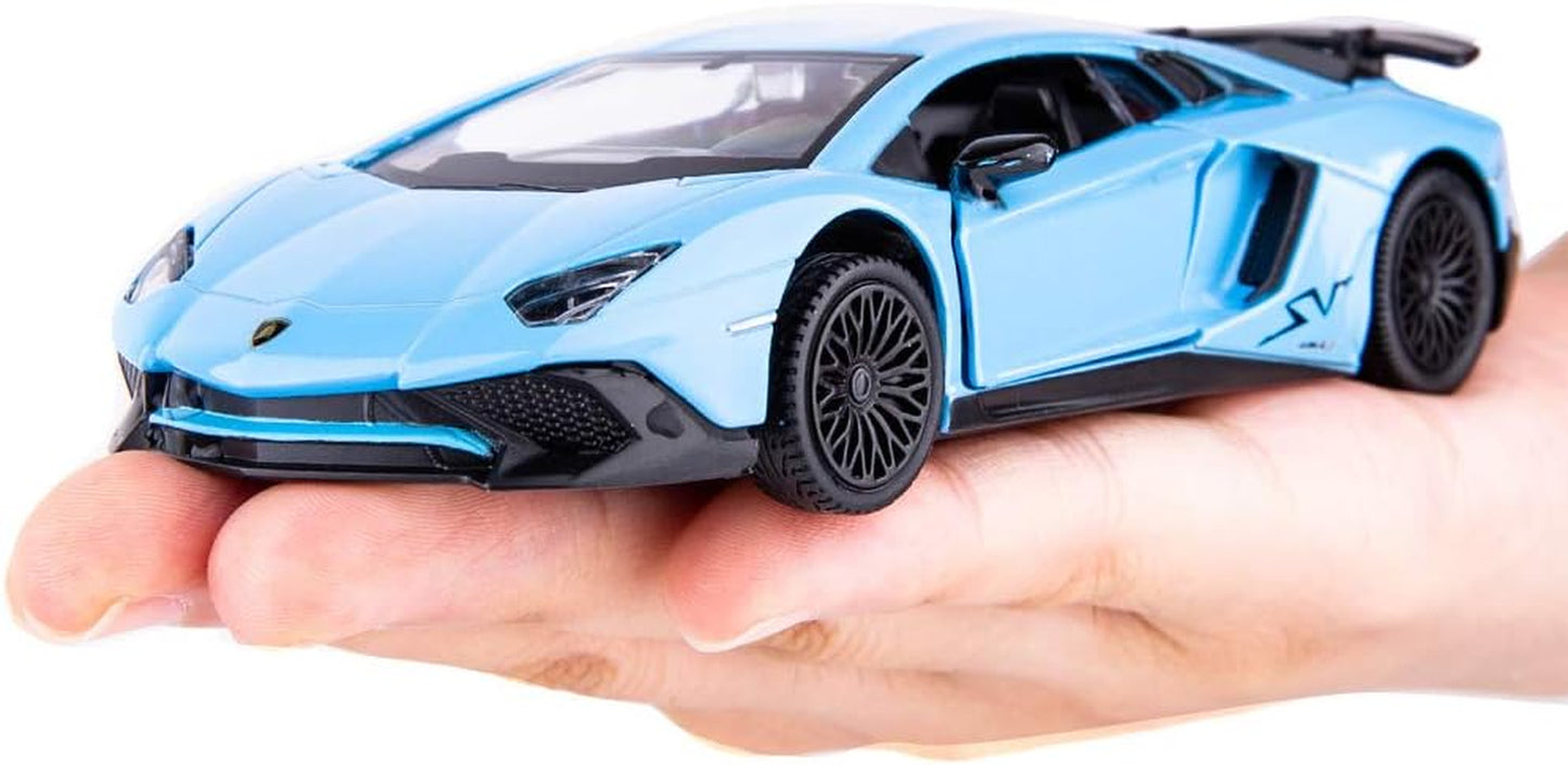 1/36 Scale Aventador LP700-4 Casting Car Model, Zinc Alloy Toy Car for Kids, Pull Back Vehicles Toy Car for Toddlers Kids Boys Girls Gift (Blue)