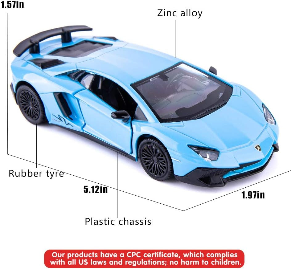 1/36 Scale Aventador LP700-4 Casting Car Model, Zinc Alloy Toy Car for Kids, Pull Back Vehicles Toy Car for Toddlers Kids Boys Girls Gift (Blue)