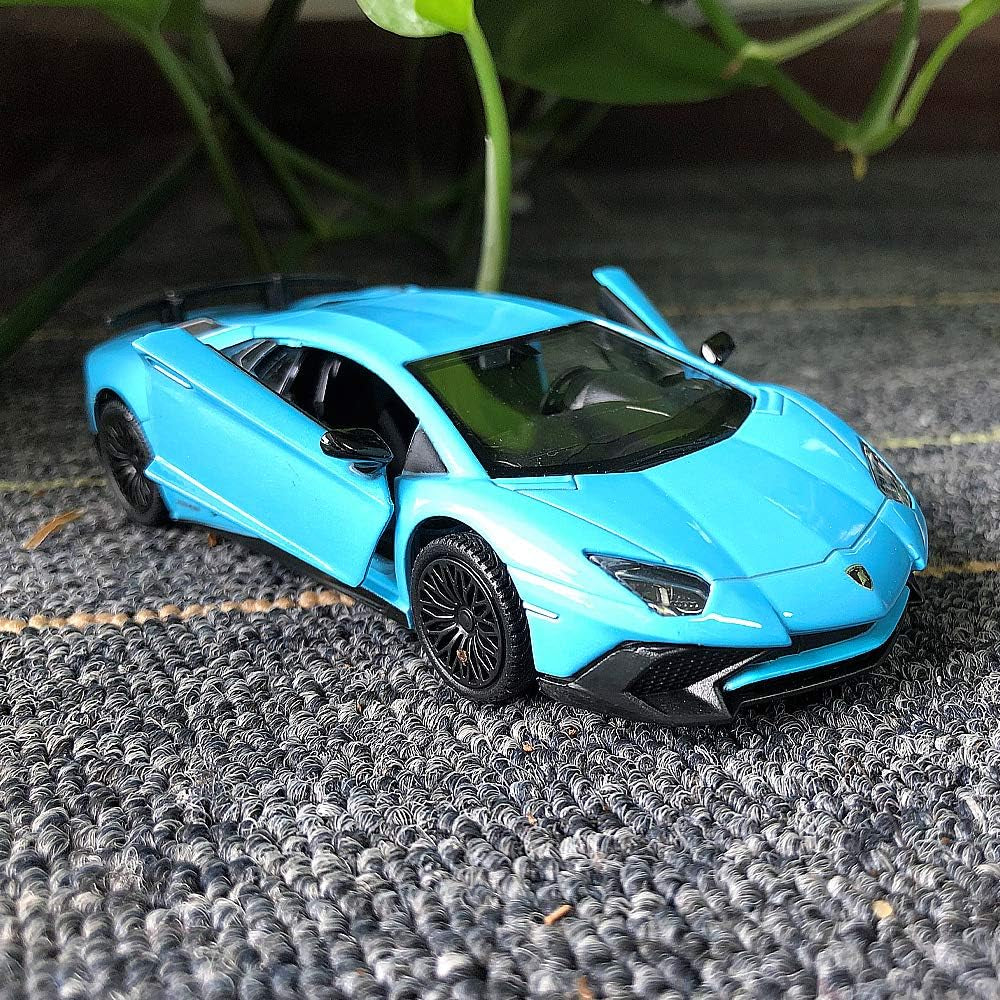 1/36 Scale Aventador LP700-4 Casting Car Model, Zinc Alloy Toy Car for Kids, Pull Back Vehicles Toy Car for Toddlers Kids Boys Girls Gift (Blue)