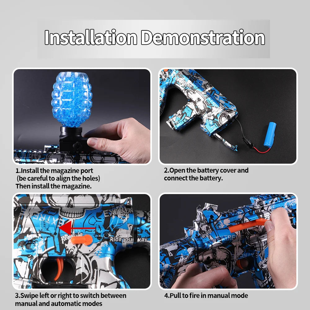 AUG Electric Gel Ball Blaster, Splatter Ball Blaster with 20,000 Eco-Friendly Water Beads,Automatic Splat Ball Blaster Outdoor