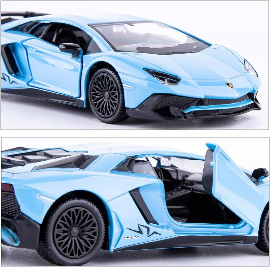 1/36 Scale Aventador LP700-4 Casting Car Model, Zinc Alloy Toy Car for Kids, Pull Back Vehicles Toy Car for Toddlers Kids Boys Girls Gift (Blue)