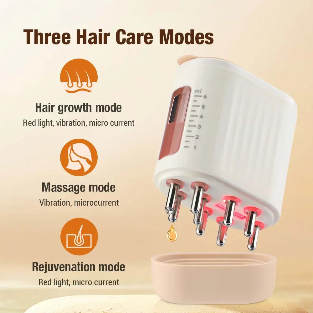 Electric Head Scalp Massager 625Nm LED Light Therapy Vibration Massage Comb Medicine Liquid Oil Applicator Hair Growth Comb