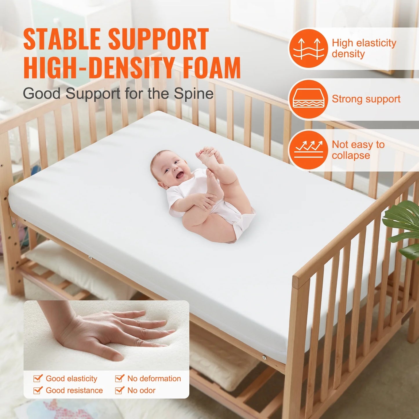 Crib Mattress 3“ Two-Sided Portable Waterproof Fiber Breathable Toddler Foam Mattress 24 X 38 X 3.1 Inch