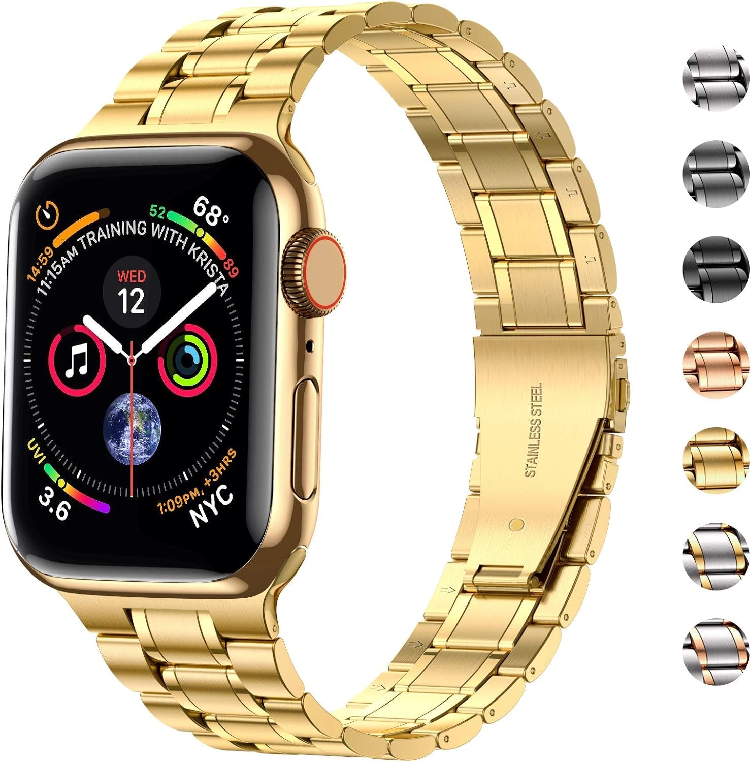 Solid Stainless Steel Band Compatible with Apple Watch 49Mm 45Mm 44Mm 42Mm 41Mm 40Mm 38Mm, Metal Strap for Iwatch Series Ultra/Ultra2/9/8/7/6/5/4/3/2/1 SE Women and Men