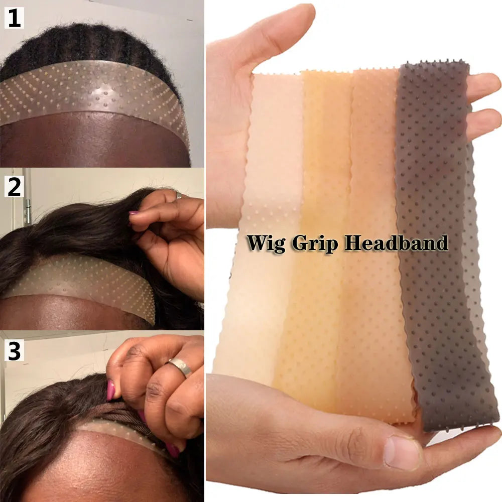 Non Slip Silicone Wig Grip Headband Transparent Black Brown Wig Band to Hold Wig Anti-Slip Wig Accessories for Daily Use