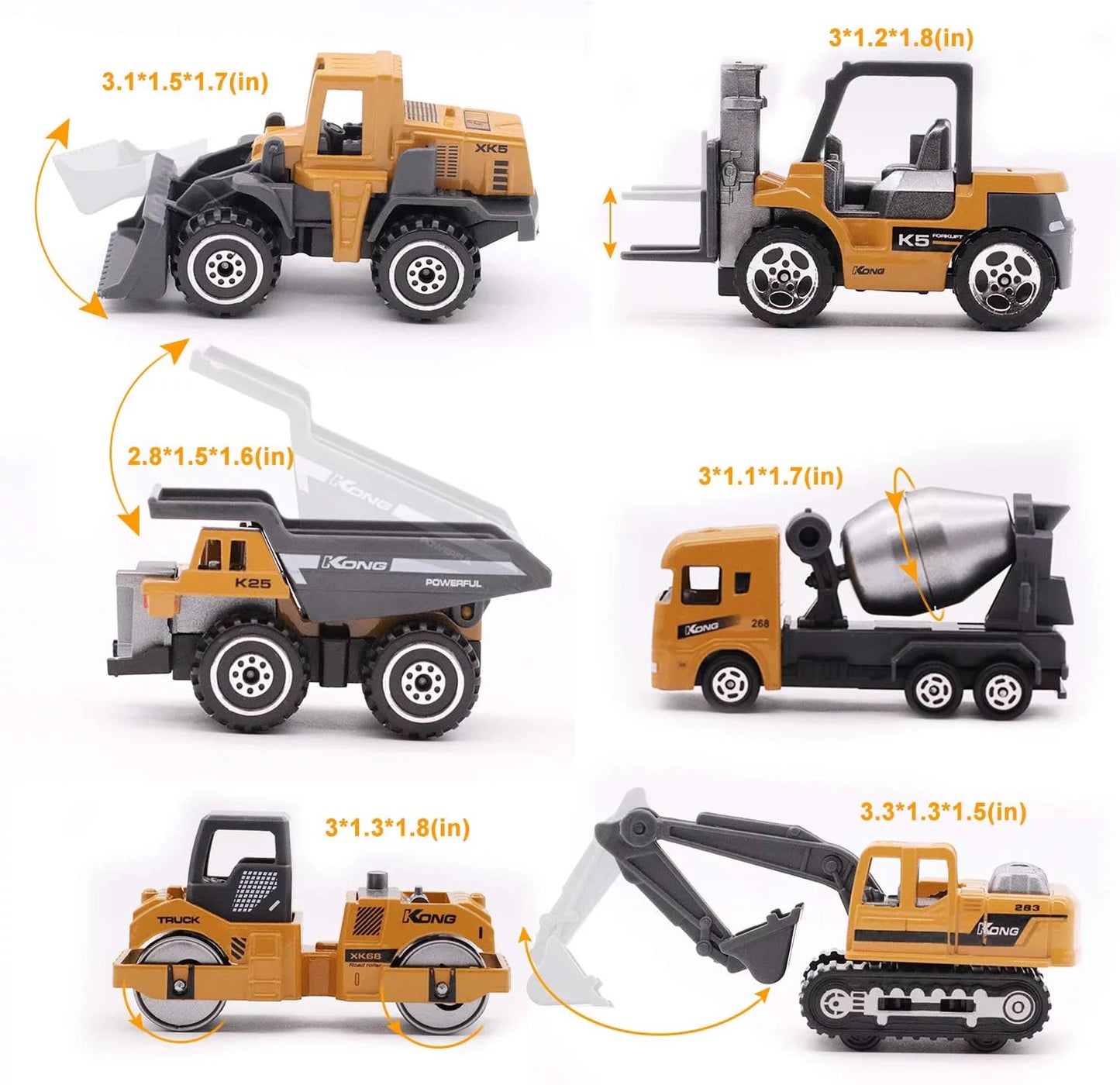 5Pcs Construction Toys for 3 4 5 Years Boys, Excavator Toy Cars Truck Toys for Toddlers